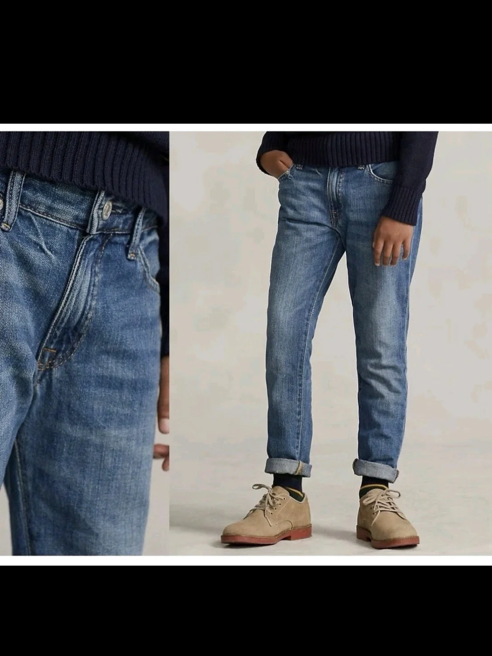 Ralph Lauren Girls Slim Boyfriend Jeans in Light Blue Denim